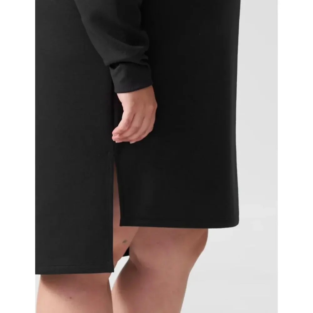 Universal Standard Ceres Side Vent Sweatshirt Dress 4XS 00 0 2XS Black NWT Cozy